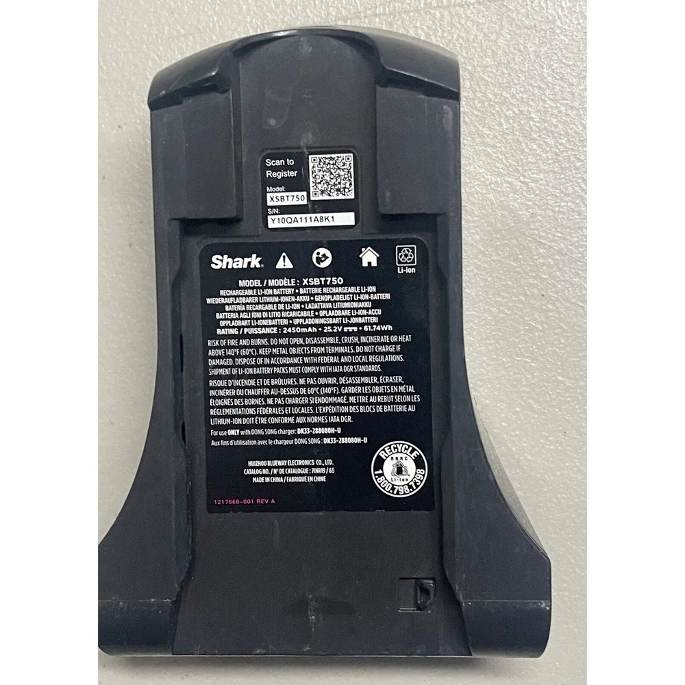 Original Shark Battery USED WITH VACUME IZ482H PRE OWNED‎ 2 BATTERYS 1- CHARGER